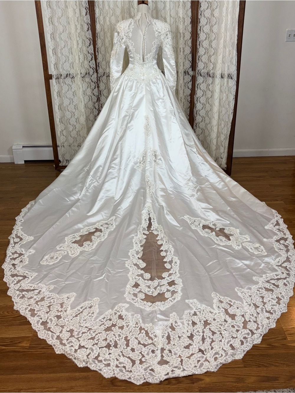 Spectacular Vintage 90s Jean Phoenix Cathedral Wedding Gown
